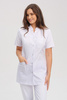 White women's medical lab coat FA 44, short sleeve, Premium Stretch Cotton