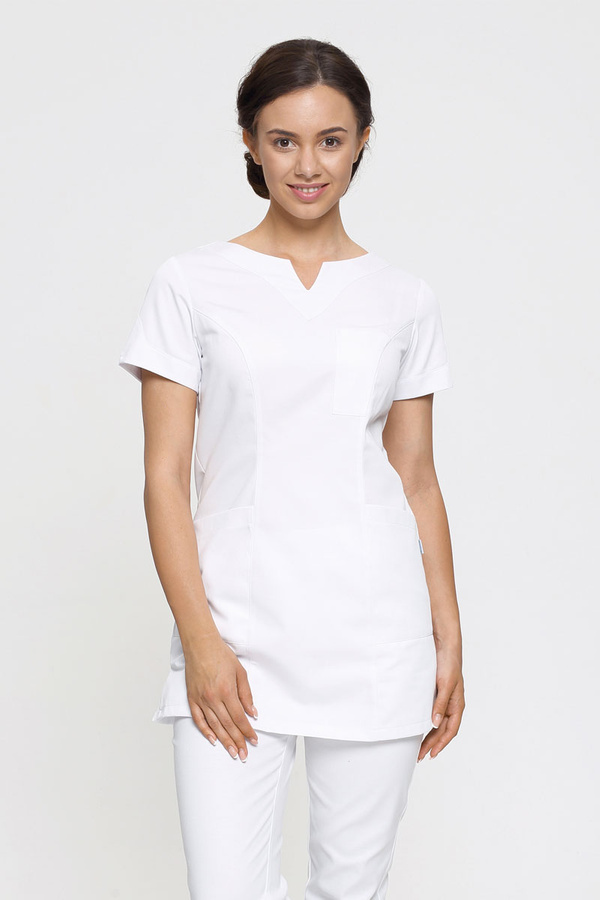 Women's medical tunic TU 53, fuchsia, short sleeve, Premium