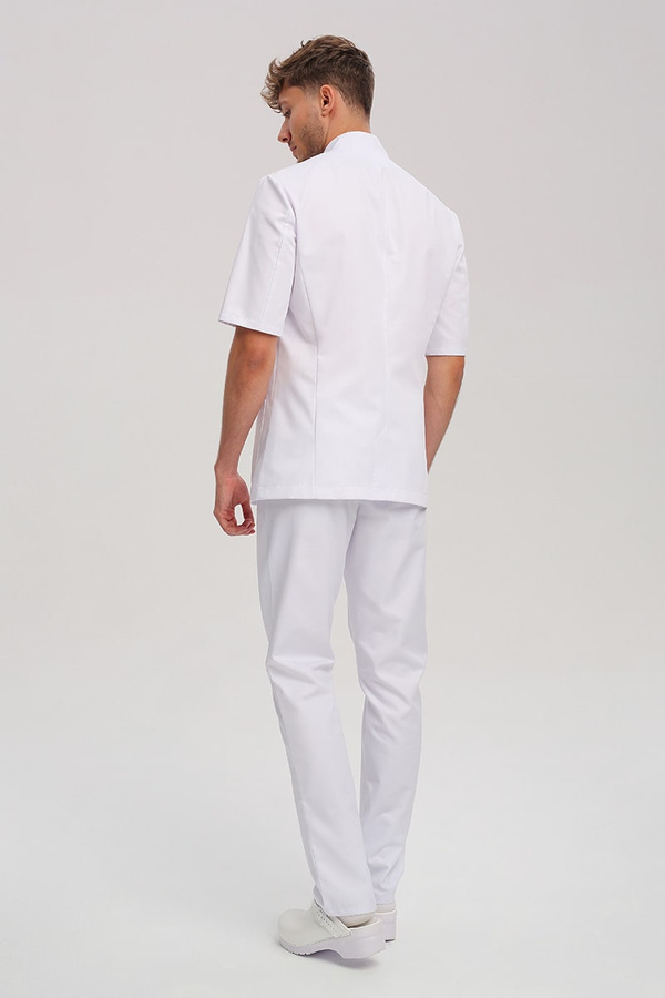 Men's medical jacket MA 29, white, short sleeve, Premium