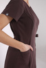 Women's medical jacket with adjustable waistband ZA 15, chocolate, short sleeve, Elegant Stretch