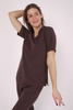 Women's loose medical sweatshirt BL 63, chocolate, short sleeve, scrubs Elegant Stretch