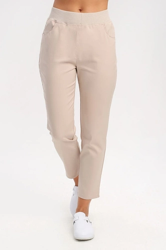 Spodnie medyczne damskie SE 72.2, beż piaskowy, Premium Stretch Cotton