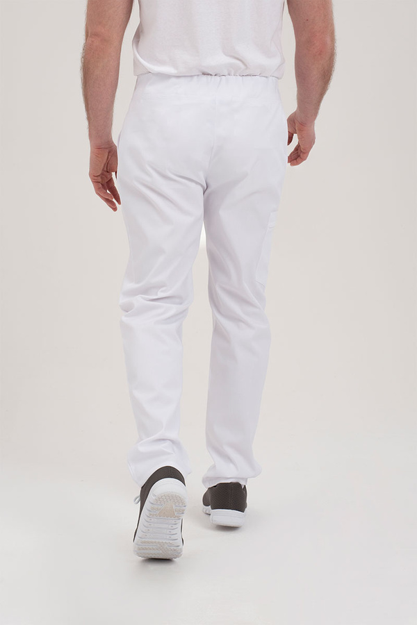 Spodnie medyczne męskie białe SE 95, Comfort Stretch