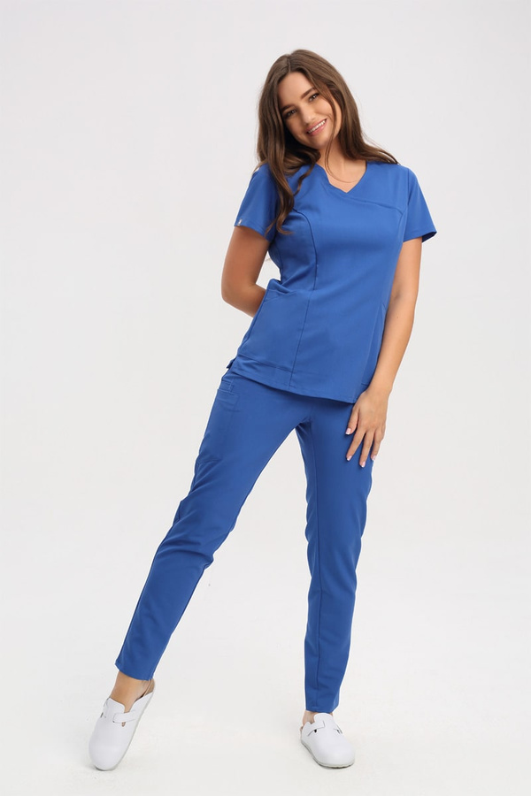 Dopasowana bluza medyczna damska chabrowa BL 62, Elegant Stretch