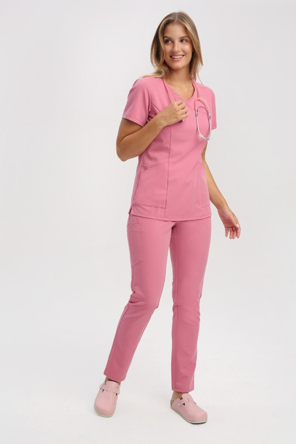 Women's Scrub Pants SE 96, coral pink, Elegant Stretch