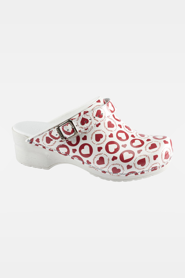 Women's clogs Sanita San Flex - Working Heroes, white-red