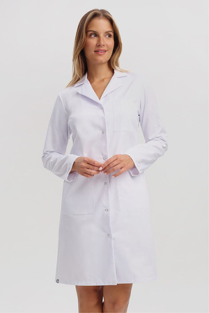 White ladies' medical lab coat FA 41.1, long sleeve, Premium