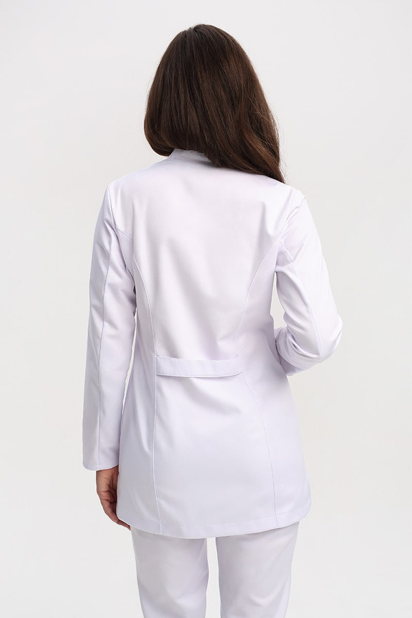 Fartuch medyczny damski biały FA 44, długi rękaw, Premium Stretch Cotton