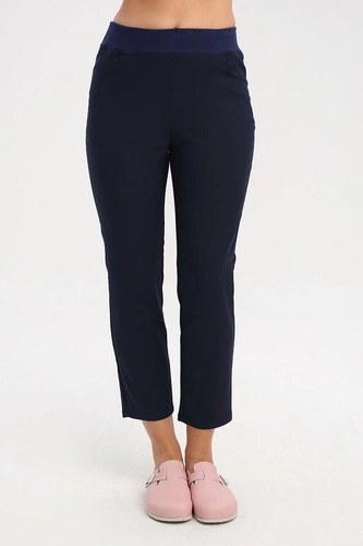 Spodnie medyczne damskie granatowe SE 72.2, Premium Stretch Cotton