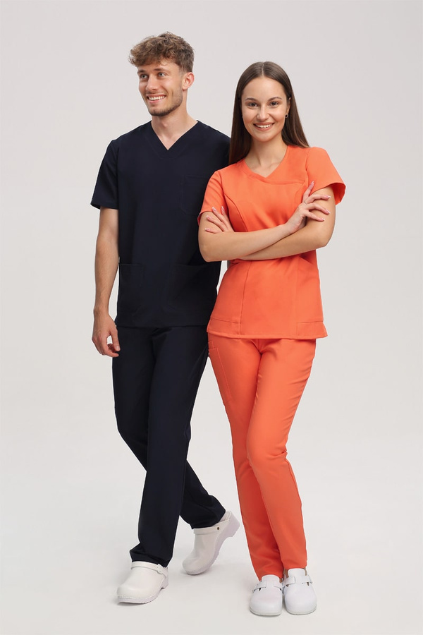 Women's Scrub Top BL 62, orange, Elegant Stretch