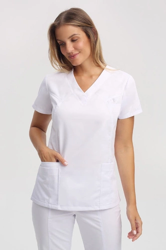 Bluza medyczna damska biała BL 52.2, krótki rękaw, Premium