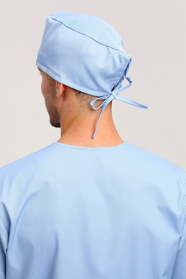 Surgical cap with terry cloth band, light blue