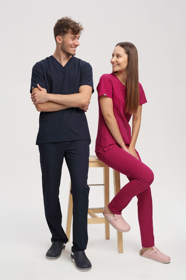 Women's Scrub Pants SE 96, ruby, Elegant Stretch