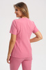 Women's medical jacket with side fastening ZA 09, coral pink, short sleeve, Elegant Stretch