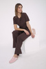 Women's medical jacket with side fastening ZA 09, chocolate, short sleeve, Elegant Stretch
