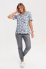 Women's loose-fitting medical sweatshirt BL 63, pattern Funny teeth, short sleeve