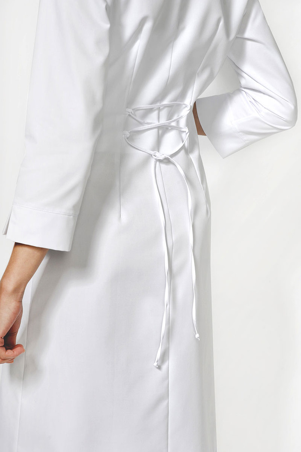 Medical dress SU 33, white, 3/4 sleeve, Premium