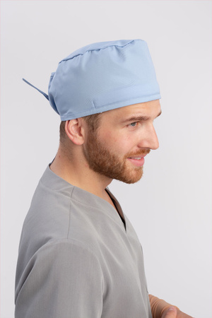 Surgical cap with terry cloth band, light blue
