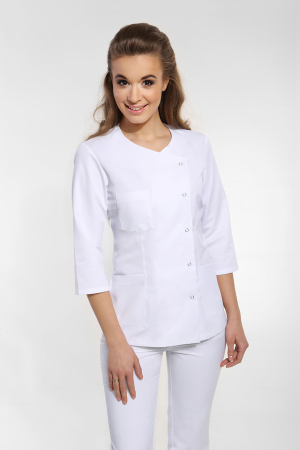 Women's medical jacket with side zip ZA 09, light blue, 3/4 sleeve, Premium
