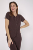Women's medical blouse BZ 01, chocolate, short sleeve, Elegant Stretch
