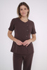 Women's medical jacket with side fastening ZA 09, chocolate, short sleeve, Elegant Stretch