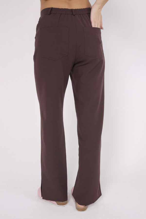Women's medical trousers with wide legs SE 76, chocolate, Elegant Stretch