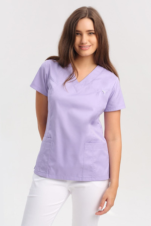 Women's medical blouse BL 52.2, violet, short sleeve, Premium