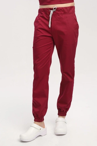 Spodnie medyczne męskie joggery bordo SE 95, Comfort Stretch