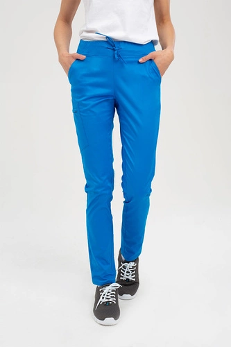 Spodnie medyczne damskie chabrowe SE 92, Comfort Stretch