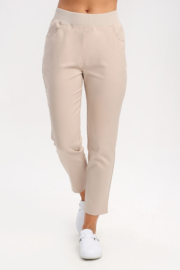 Spodnie medyczne damskie SE 72.2, beż piaskowy, Premium Stretch Cotton