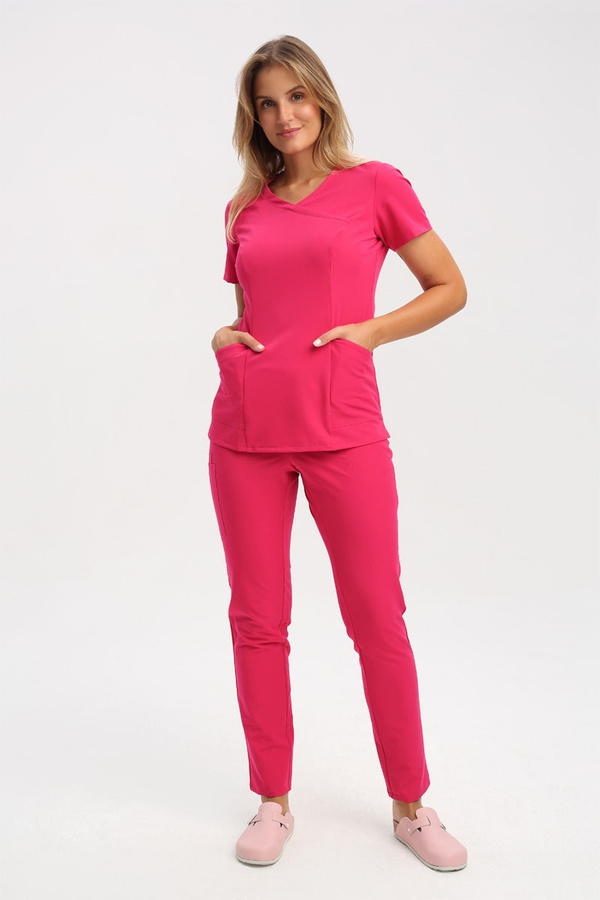 Women's Scrub Top amaranth BL 62, Elegant Stretch