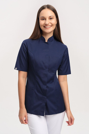 Women's medical jacket ZA 16, navy blue, long sleeve, Premium