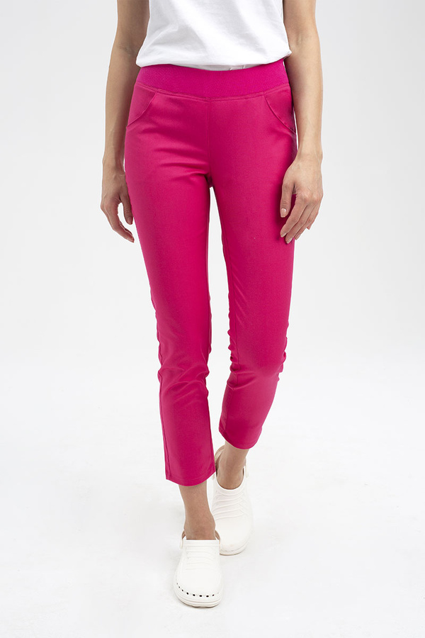 Spodnie medyczne damskie w kolorze fuksja SE 72, Premium Stretch
