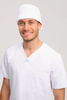 Surgical cap with terry cloth band, white