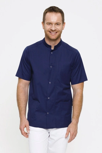 Bluza medyczna męska granatowa BL 58, krótki rękaw, Premium